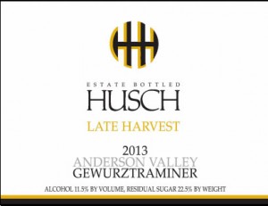 Husch 2013 Late Harvest Gewurztraminer Label