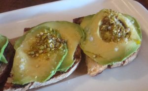 Avocado with Toasted Pistachios on Grilled Bread
