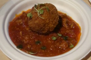 Arancini with Spicy Italian Sausage Bolognese